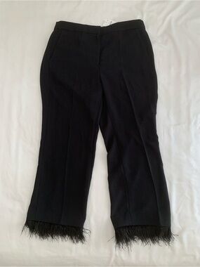 NWT J.Crew Black Feather Hem Cropped Pants Size 10 Style CD585